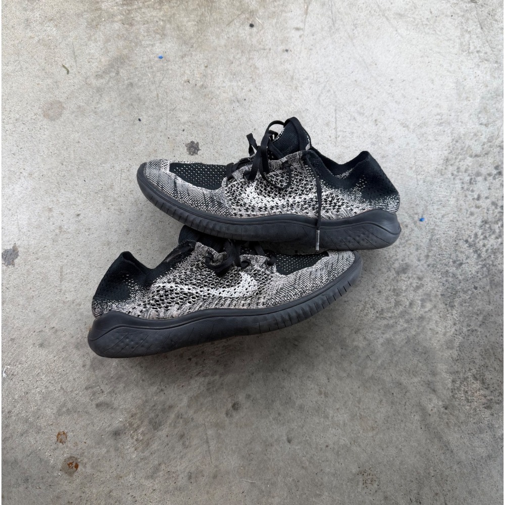 Nike Free RN Flyknit 2018 Black White Oreo Running Shoes 942839-001 Womens 9.5